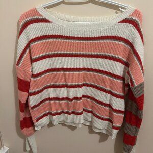 Red & White Valentines Striped Sweater